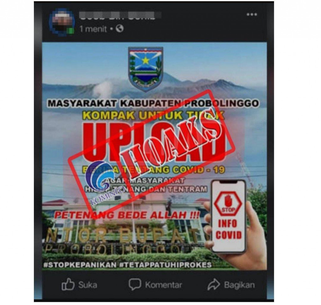 [HOAKS] Infografis Berisi Ajakan untuk Tidak Mengupload Pemberitaan Terkait Covid-19